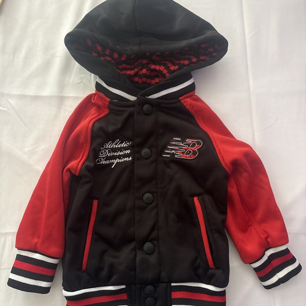 Toddler New Balance Jacket Size 2T Varsity Jacket Red Black Hooded